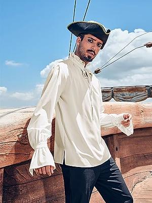 American Trends Mens Pirate Shirt Medieval Renaissance Victorian Costume Ruffled Steampunk Vampire Gothic Halloween Tops