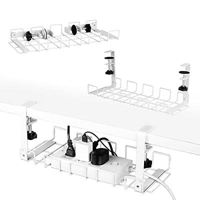 Yecaye No Drill Under Desk Cable Management Tray - Clamp Install Desk Cord  Organizer Rack - No Damage