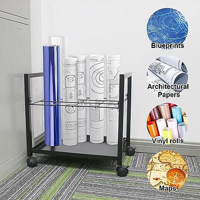 Fumingpal Blueprint Storage Rack Cart - 12 Slots Blueprint Holder