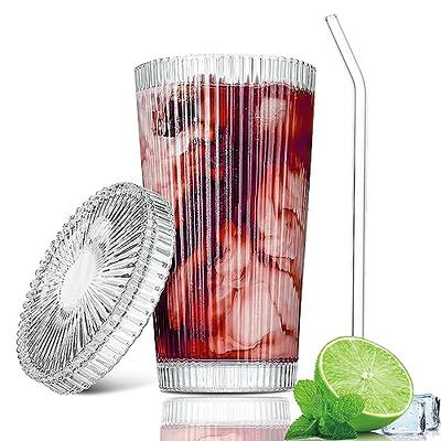 ACOOH Iced Coffee Cup,13 oz Glass Ribbed Drinking Glasses Bar Accessories Glass  Tumblers with Lids and Straws for Coffee Bar Decor Christmas Gifts Whiskey,  Tea, and Water, Cocktail Glasses - Yahoo Shopping