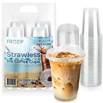 Clear Plastic Cups with Lids, 20 oz, 50 Pack, PET Cold Smoothie Cups, Iced  Coffee Cups, Disposable Cups with Lids, To Go Cups