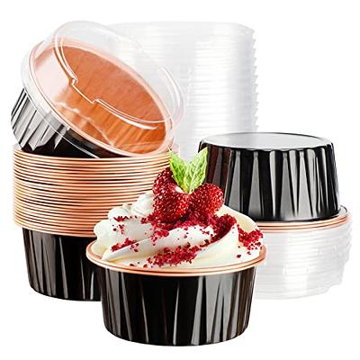 RETON 100 PCS Aluminium Foil Baking Cups, Mini Cake Pans with Lids, 5 oz  Foil Cupcake Cups Cupcake Liners, Disposable Ramekins Muffin Cups for Party