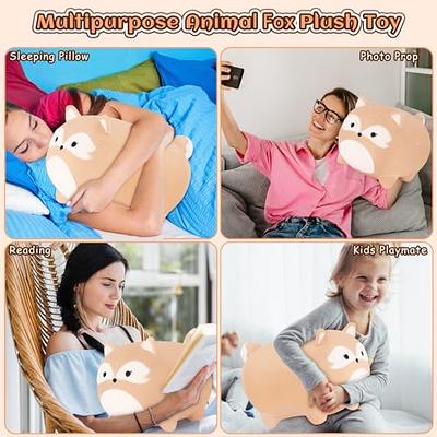 Mewaii Cute Fox Plush Pillow, 16” Fox Stuffed Animals, Soft Kawaii Plushies  Cuddle Pillow, Cute Plushies Gifts for Women, Girls and Males