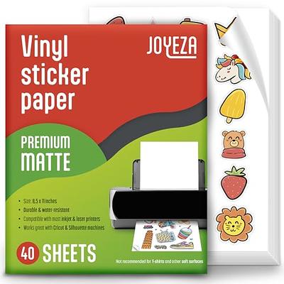 Printable Vinyl Sticker Paper For Laser Printer - Glossy White - 50 Self-Adhesive  Sheets - Waterproof Decal Paper - Standard Letter Size 8.5X11 