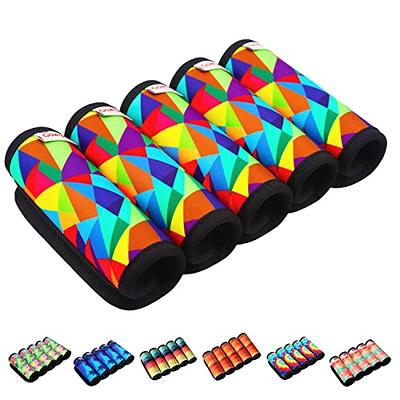 5 Pcs Neoprene Luggage Handle Wrap Handle Grip Luggage Tags Identifier Hollow Design for Push-button, Bright Luggage Markers for Airport Travel