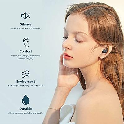 Silicone Ear Plugs for Noise Reduction - Reusable Soft Comfortable Earplugs  for Sleeping,Noise Sensitivity & Flights -16 Ear Tips in XS/S/M/L, with 2  Travel Boxes - 33dB Noise Cancelling(Pink) 