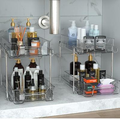 WAKISA Clear Bathroom Organizers 3 Tier, Pull Out Organizer and