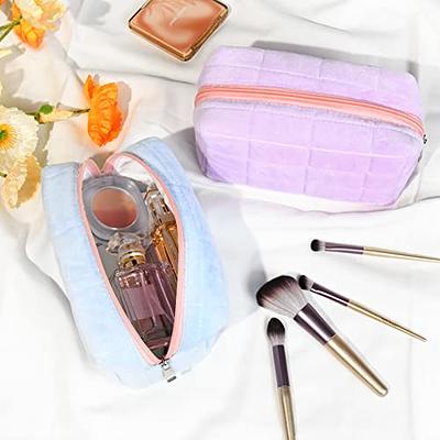 SOIDRAM 6 Pcs Checkered Makeup Bag Preppy Cosmetic Bag Bulk Pink