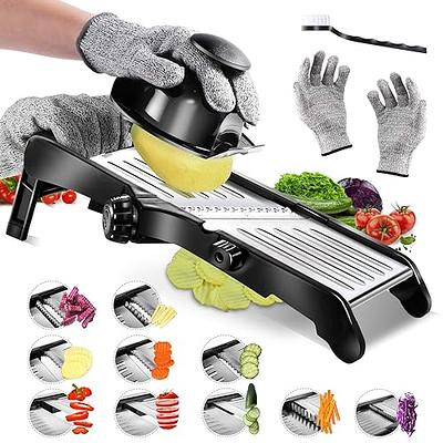 HEVOL Adjustable Mandoline Slicer, 5 in 1 Stainless Steel Food