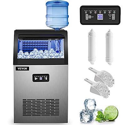 VEVOR 110V Commercial Ice Maker 80-90LBS/24H with 33LBS Bin, Full Heavy  Duty Stainless Steel Construction, Automatic Operation, Clear Cube for Home  Bar, Include Water Filter, Scoop, Connection Hose