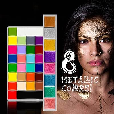 CCbeauty Professional 36 Colors Face Body Paint, Large Cream Painting  Palette Kit (8 Metallic + 6 UV Glow + 22 Matte Colors), Safe FacePaint for