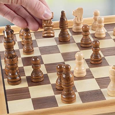 Hey! Play! 3-in-1 Deluxe Wooden Chess, Backgammon and Chess Set