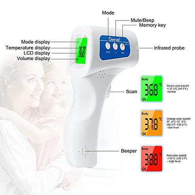 Berrcom Non Contact Infrared Thermometer Digital Forehead Thermometer with  Fever Alert and LCD Display 3 in 1 Contactless Thermometer Ideal for Adults