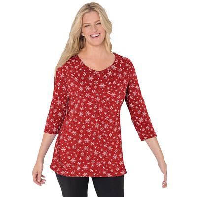 Woman Within Women's Plus Size Perfect Three-Quarter Sleeve V-Neck