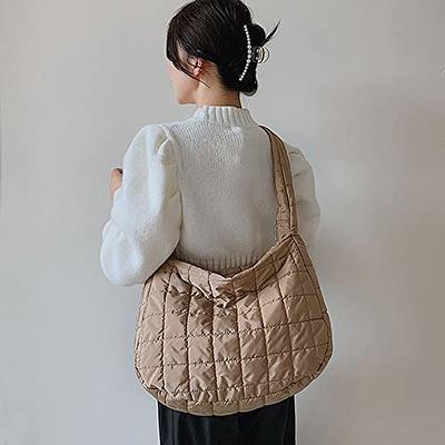 Puffer Bag Quilted Padded Tote Bags for Women Puffy Hobo Purse Lightweight Down Cotton Crossbody Shoulder Bag