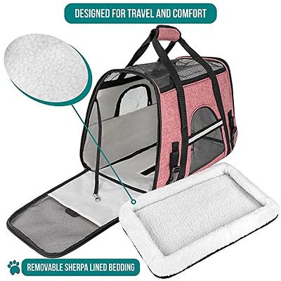 Cat Carrier Pet Large Cat Carrier for Small Medium Dogs Cats under 25lbs  with a Bowl, Mat, TSA Airline Approved 