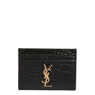 CASSANDRE card case in crocodile-embossed shiny leather, Saint Laurent