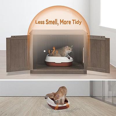 DINZI LVJ Litter Box Enclosure, Flip-Top Enclosed Litter Box, Hidden Cat  Washroom with Good Ventilation, Entrance Can Be on Left or Right, Cat House