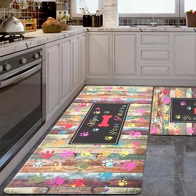 QiyI Floor Comfort Mats 2 Pieces Kitchen Rugs PVC Leather Waterproof Long  Runner Rug Purple Home Office Non Slip Standing Mat Set Anti Fatigue  Doormat 17