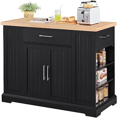 PHI VILLA Rolling Kitchen Island with Storage - Portable Kitchen Island  with Drop Leaf, Black Kitchen Carts on Wheels - Yahoo Shopping