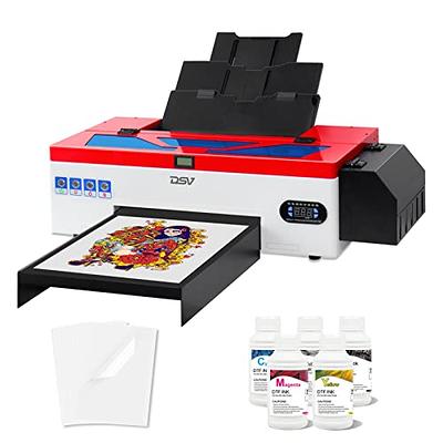 PLK DTF Printer with Roll Feeder, A3 L1800 Transfer Printer Machine with  White Ink Circulation System for DIY T-Shirts, Hoodies, Fabrics (Red &  White)