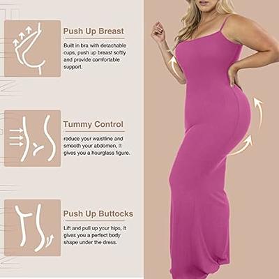Popilush Women Maxi Bodycon Shaper Dress Built in Shapewear Bra Casual Long  Slip Sleeveless Backless Dresses Slim Elegant Pink - Yahoo Shopping