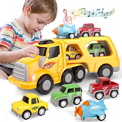 TEMI 5-in-1 Construction Truck for 3-9 Year Old Boys and Girls - Friction  Power Vehicle Car for Toddlers 1-3, Carrier for Kids 3-5 - Christmas and