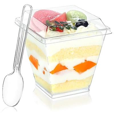 Qeirudu 50 Pack 3 oz Square Mini Dessert Cups with Lids and Spoons, Plastic  Parfait Cups Dessert Shooter Cups for Individual Appetizers Mousse Trifle  Pudding - Yahoo Shopping