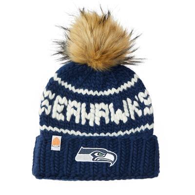 Men's New Era Black/ Seattle Seahawks 2022 Sideline Cuffed Pom Knit Hat