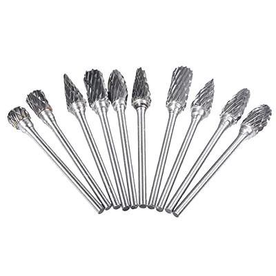 Double Cut Tungsten Carbide Carving Bits for Rotary Tool, 10 Pcs Rotary  Burr Set with 1/8 inch Shank and 1/4 inch Grinding Head for DIY,  Woodworking