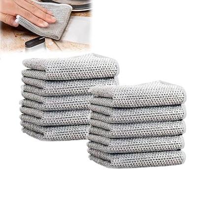 YSGBYSG Wire Dishwashing Rag, Multifunctional Non-Scratch Wire Dishcloth,  Double Stainless Steel Scrubber, Multipurpose Wire Dishwashing Rags for Wet