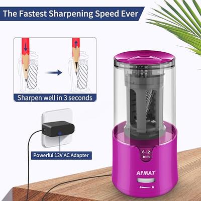 Electric Pencil Sharpener Heavy Duty, 6 Holes, Auto Stop AFMAT Pencil