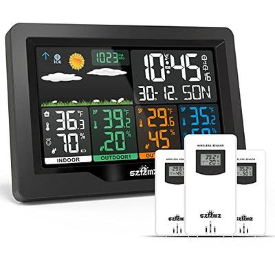 Wireless Weather Station, Digital Indoor/Outdoor Thermometer & Hygrometer  with Temperature Humidity, Weather Forecast with LCD Back-Light, and  Temperature/Time Alert 