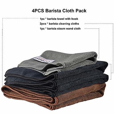 Barista Towels Espresso Machine Accessories - CAFEMASY Microfiber Cleaning  Towel with Hook Absorbent Barista Cloths Set for Cleaning Espresso Machine