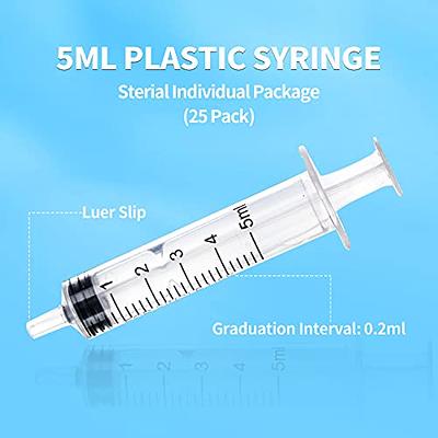 BSTEAN 25 Pack 1ml Disposable Syringe with 27Ga 1/2 Inch Needle, Individual  Package