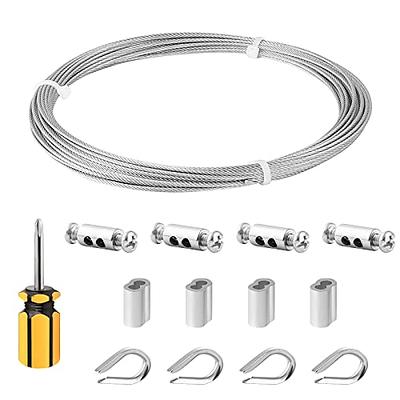 TooTaci 1/8 Stainless Steel Wire Rope Kit, Include 1/8 Aircraft Cable  100ft PVC Coated Wire Rope Heavy Duty with 50pcs Aluminum Crimping Loops  and