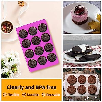 3Pcs Silicone Mold for Oreo Cookie Chocolate, 12-Cavity Round Cylinder  Chocolate Cover Molds for Candy, Silicone Baking Molds for Mini Cakes, Jelly