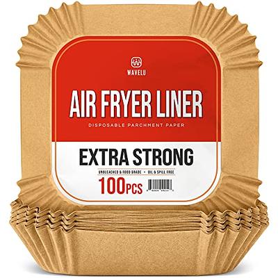 Palksky Air Fryer Paper Liners Disposable - 100Pcs Parchment Paper Square,  Water-proof, Oil-proof, Non-stick, Free of Bleach for Microwave, Airfryer