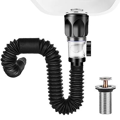 Flexible Sink Drain Pipe, 1-1/2 P-trap with Adapter, Expandable Tubular  Drain Tubing Pipe, Adjustable P Trap for Kitchen Sink Drain & Garbage  Disposal