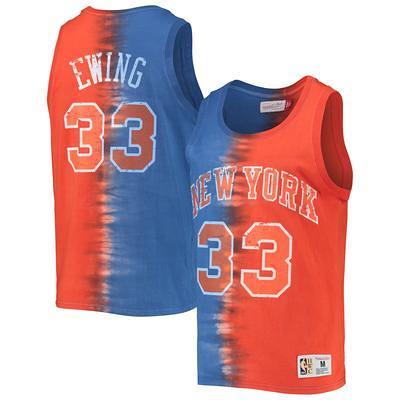 Women's New York Knicks Mitchell & Ness Blue/White Hardwood Classics  Tie-Dye Cropped T-Shirt