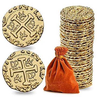 50 DND Fantasy Metal Gold Coins & Leather Pouch for Dungeons & Dragons  Novelty Tabletop RPG Board Games Tokens Treasure Coins for Party Tablelap  Games