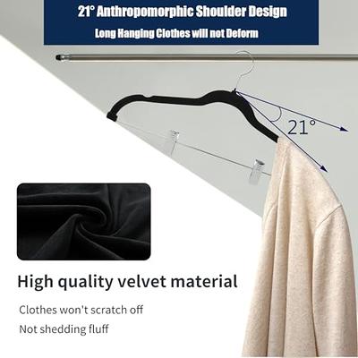 20 Luxury 16.5 Ultra Thin Space Saving Black Wooden Skirt Pant Hangers, 360 Degree Swivel Hook, Best for Suit, Coat Hangers Pants, Blouses, Dress