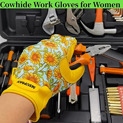 MSUPSAV Thorn Proof&Puncture Resistant Gardening Gloves with Grip,Garden  Gloves for Women, Leather Work Gloves,Gifts