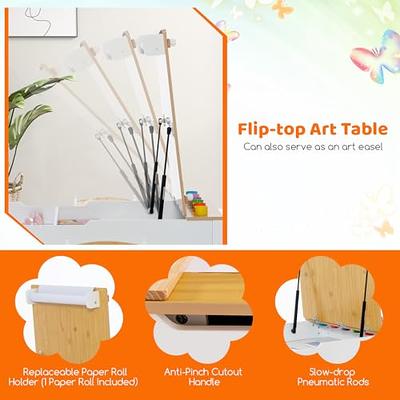 Kids Art Table and Chairs Set with Paper Roll and Storage Bins