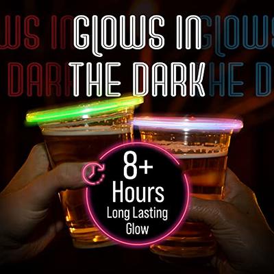 [36 Pack] Glow Cups with Multi Color Neon Glow Sticks for Parties - Clear Plastic Glowing Party Cups - Glow in The Dark Party Supplies - Glow in The