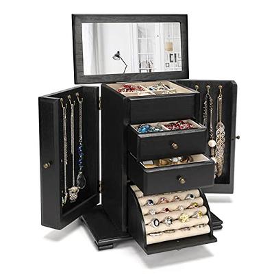 Jewelry Box for Women, 5 Layer Large Wood Jewelry Boxes & Organizers for  Necklaces Earrings Rings Bracelets, Rustic Jewelry Organizer Box with  Drawers