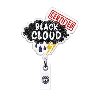 ANDGING Certified Black Cloud Nurse Badge Reel Holder, Cute Funny