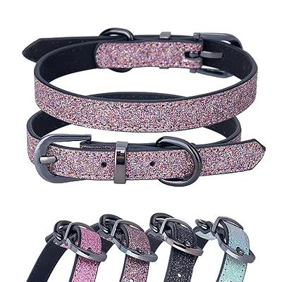 haoyueer Haoyueer Rhinestone Dog collar, cute Dazzling Sparkling Soft Suede  Leather Dog cat Rhinestone collar crystal Diamond Pet Dog Pup