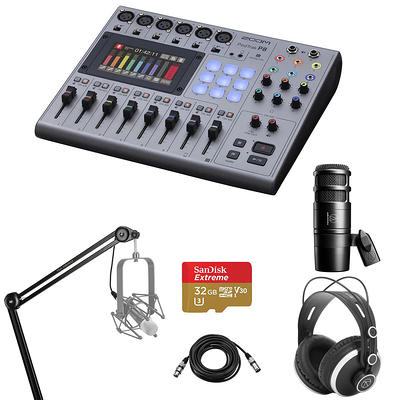 Zoom PodTrak P8 Podcast Recorder with Mic, Broadcast Arm