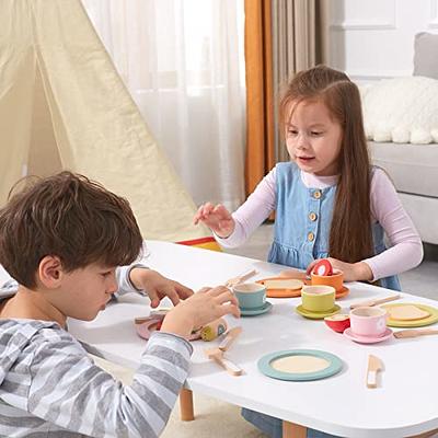 Wooden Toy Kitchen & Play Dishes Set, Montessori Kitchen Toys for Girls and  Boys